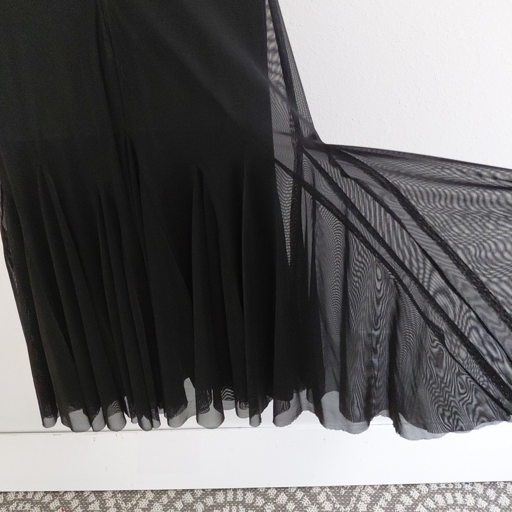 Evening Bandage‎ Corset Dress SMALL Black Mesh Flair Vampire Fairygoth VTG Sheer - Picture 9 of 16